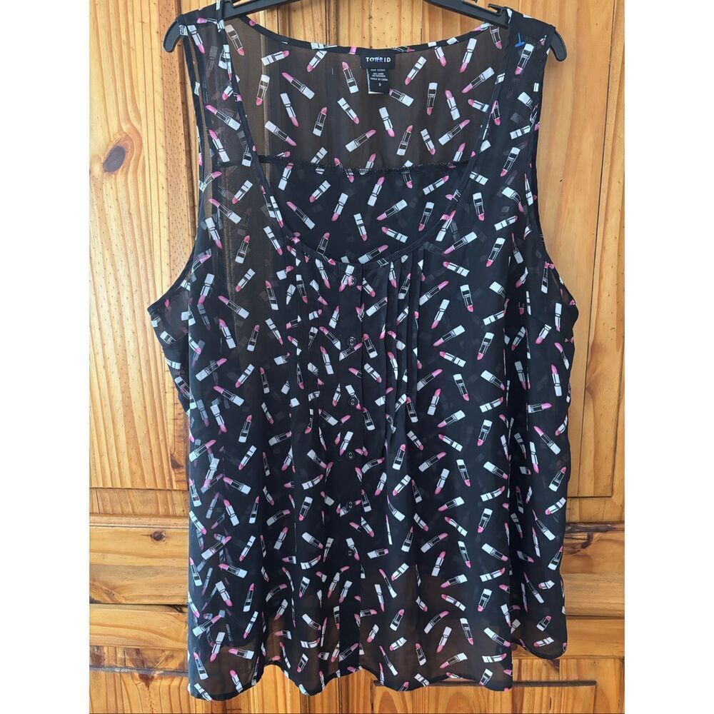Torrid Lipstick Print Chiffon Blouse